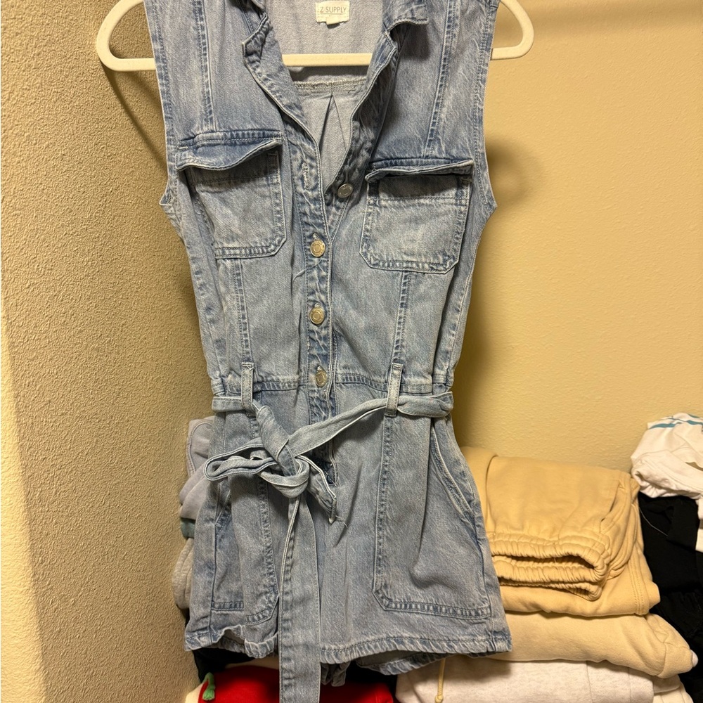 Z Supply Light Blue Denim Romper